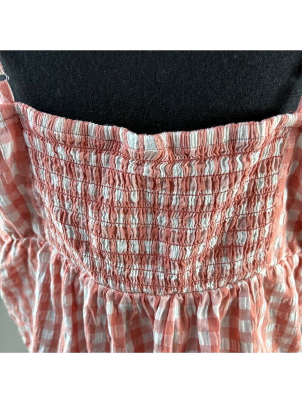 Wild Fable Tank Top XXL Smocked Gingham Orange White Cottagecore Farm Girl - Picture 7 of 9